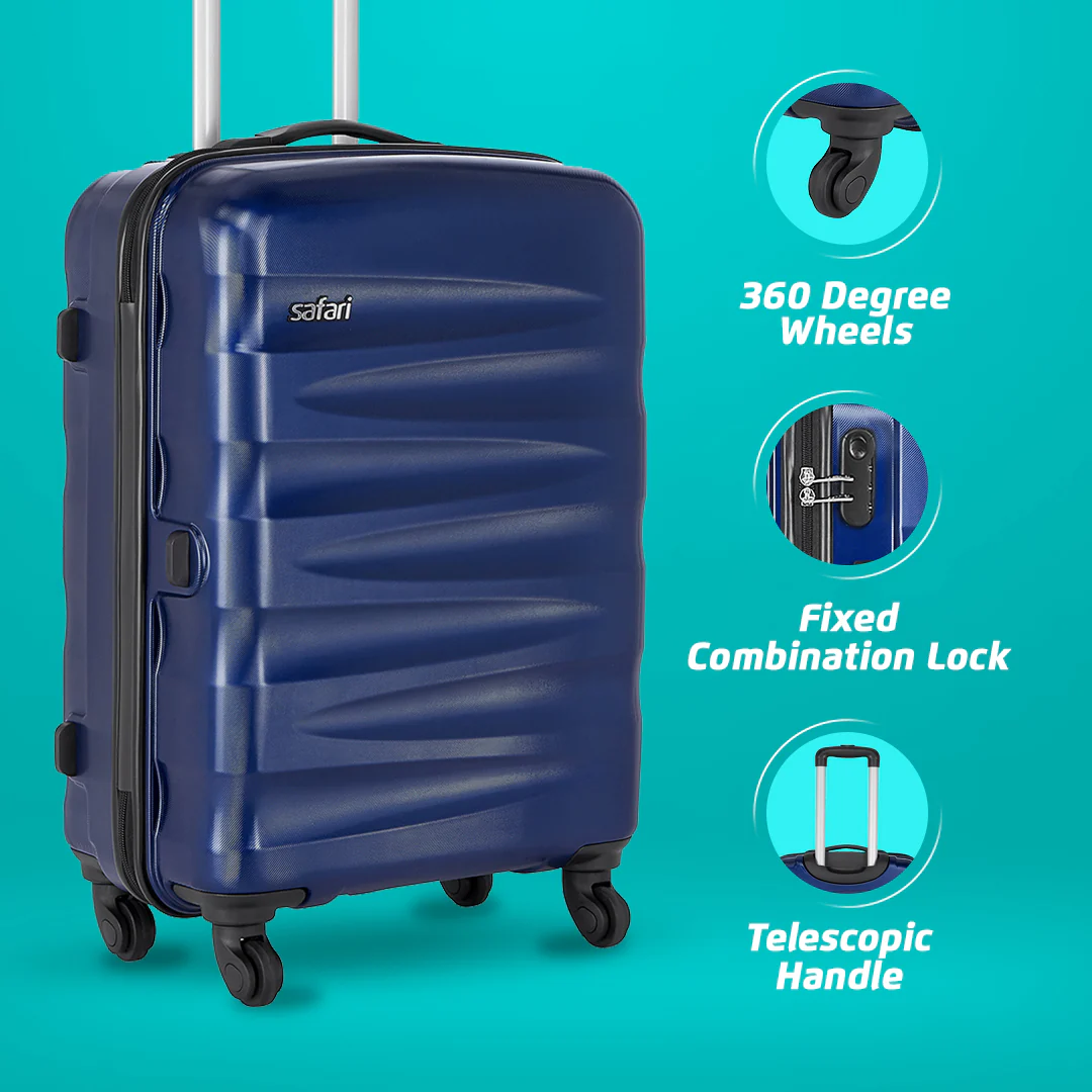 Safari Ngage Set of 3 Midnight Blue Trolley Bags with 360° Wheels - Image 3