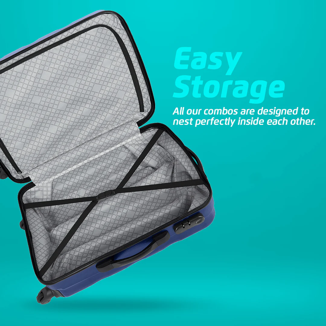 Safari Ngage Set of 3 Midnight Blue Trolley Bags with 360° Wheels - Image 6