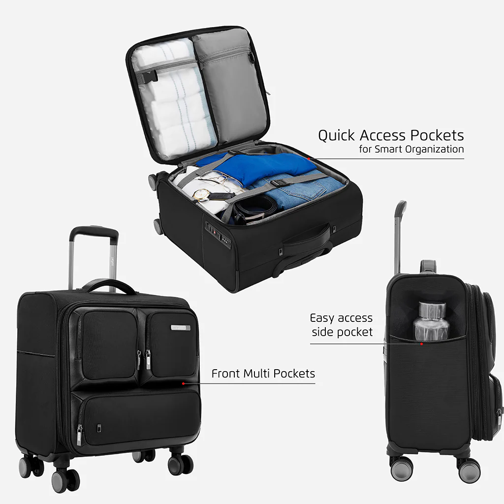 Safari Phoenix Black Overnighter Laptop Trolley Bag with TSA Lock and Detailed Interior. - Image 3