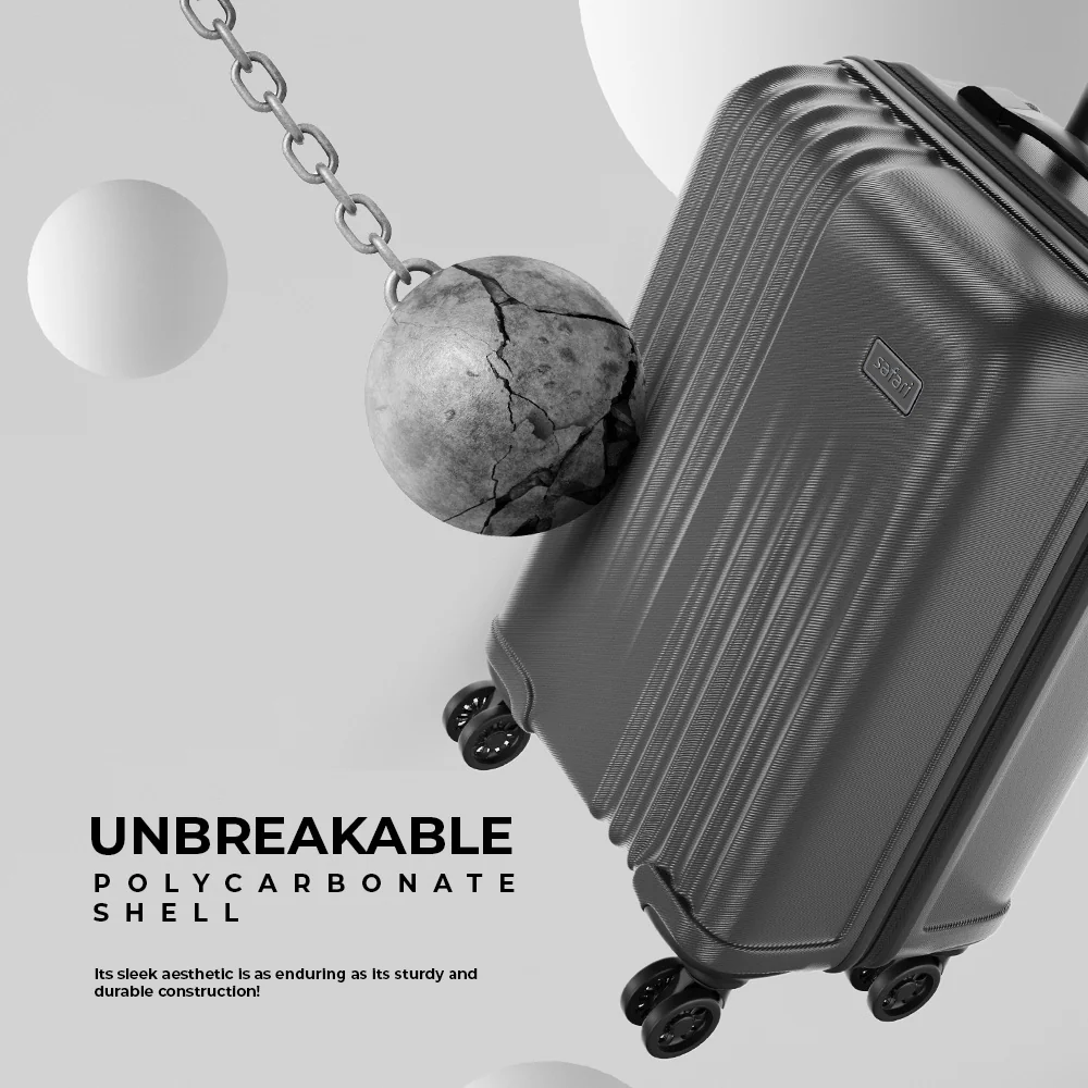 Safari Ryder Gun Metal Trolley Bag With TSA Lock and Dual Wheels - Image 6