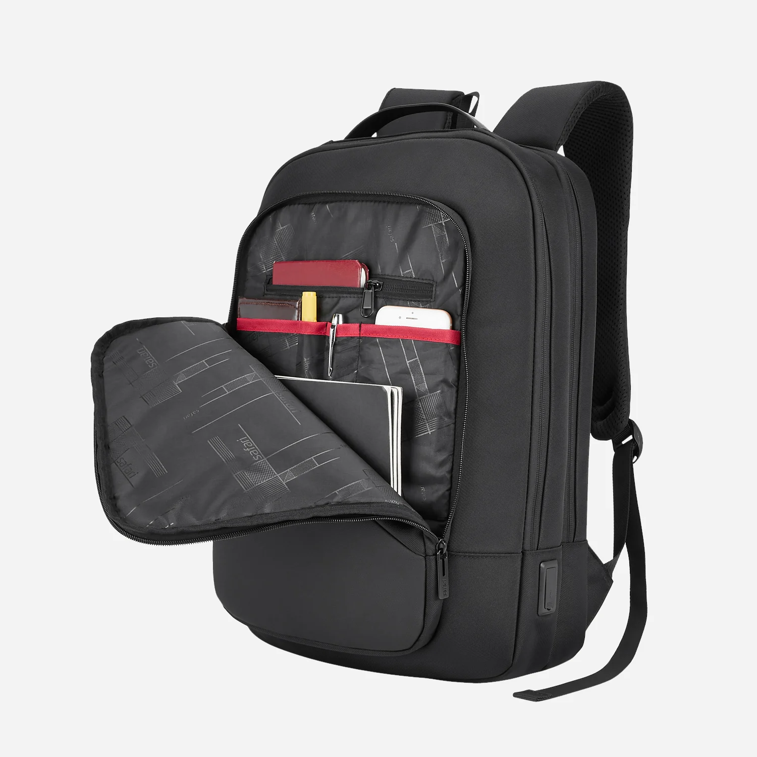 Safari Sage 19L Black Formal Backpack with USB Port, Premium Fabric, Multiple Handles and Sunglass Loop - Image 10