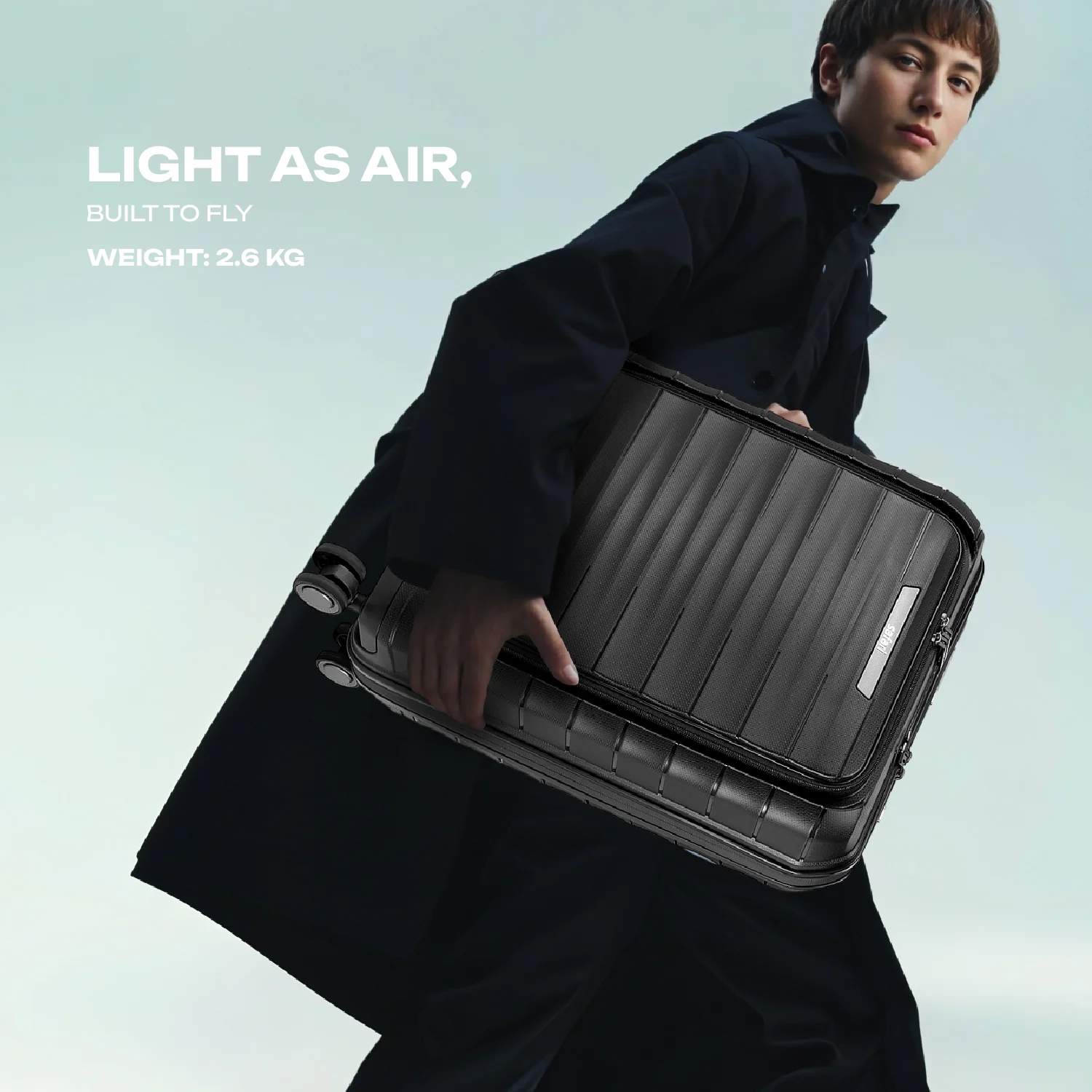 Safari Select Aerolite Black Cabin Trolley Bag with Laptop Compartment, TSA Lock, Dual wheels and Anti-Theft Zipper - Image 4