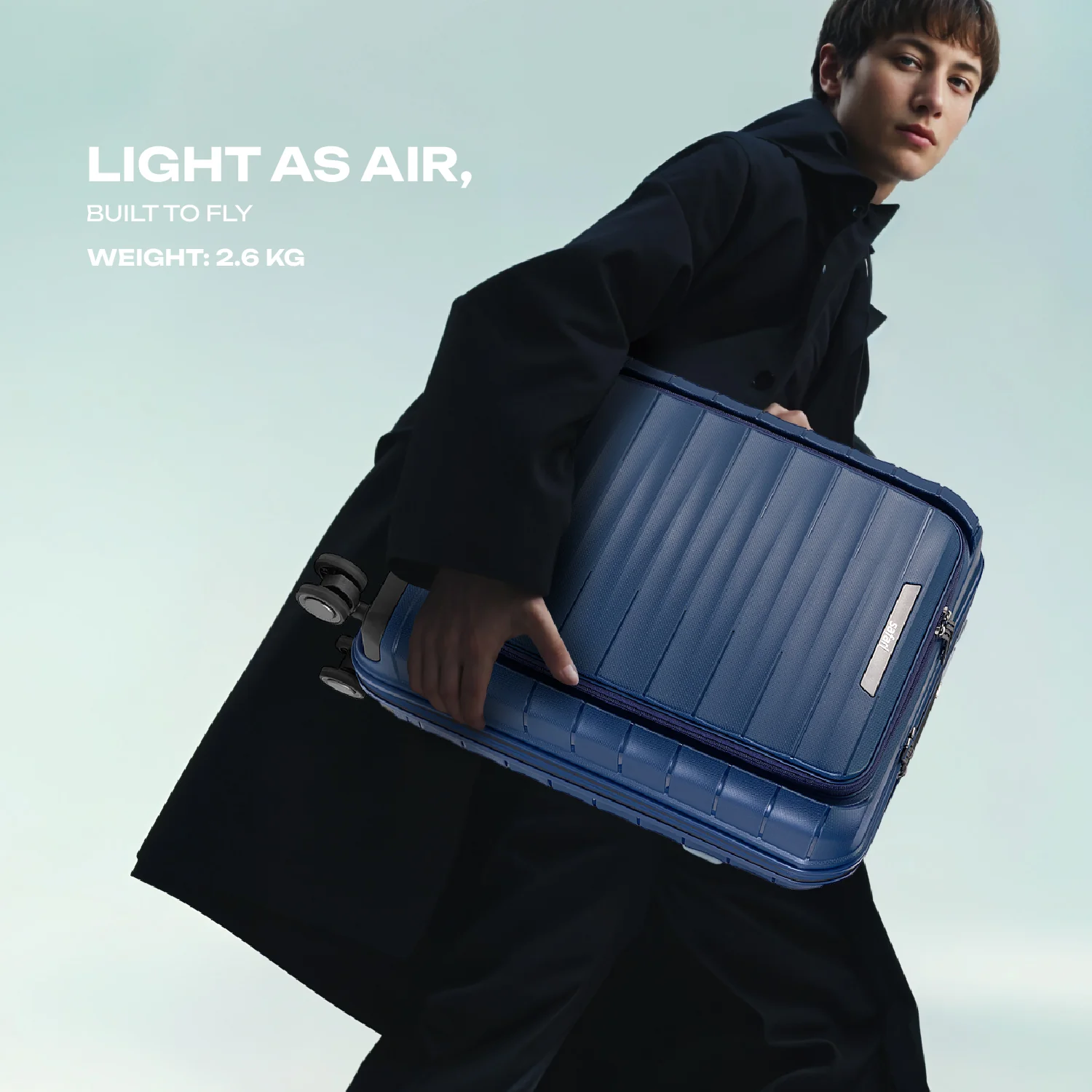 Safari Select Aerolite Blue Cabin Trolley Bag with Laptop Compartment, TSA Lock, Dual wheels and Anti-Theft Zipper - Image 3