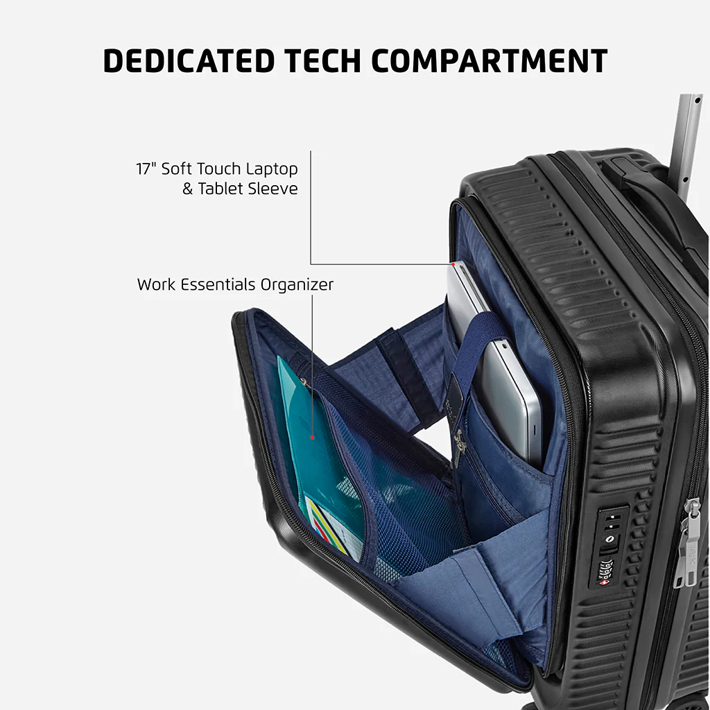 Safari Select Recoil Black Cabin Trolley Bag with Laptop Compartment, TSA Lock, Dual wheels and Anti-Theft Zipper - Image 3