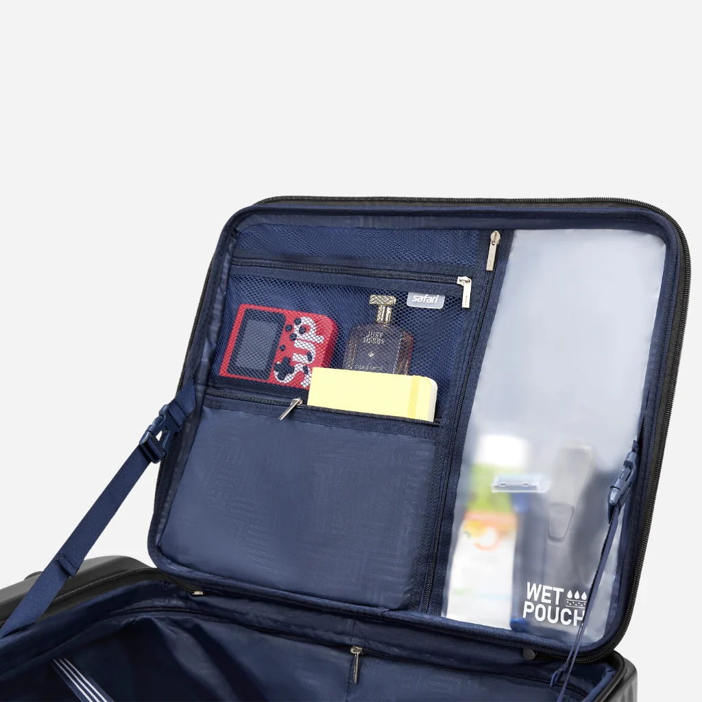 Safari Select Recoil Black Large Front opening Trolley Bag with Expander, TSA Lock, Dual wheels and Anti-Theft Zipper - Image 5