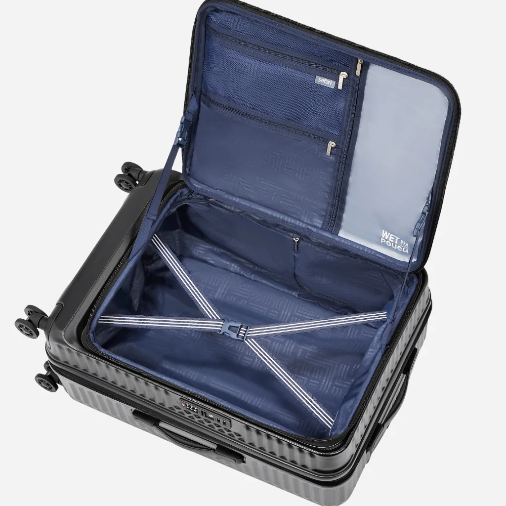 Safari Select Recoil Black Large Front opening Trolley Bag with Expander, TSA Lock, Dual wheels and Anti-Theft Zipper - Image 6