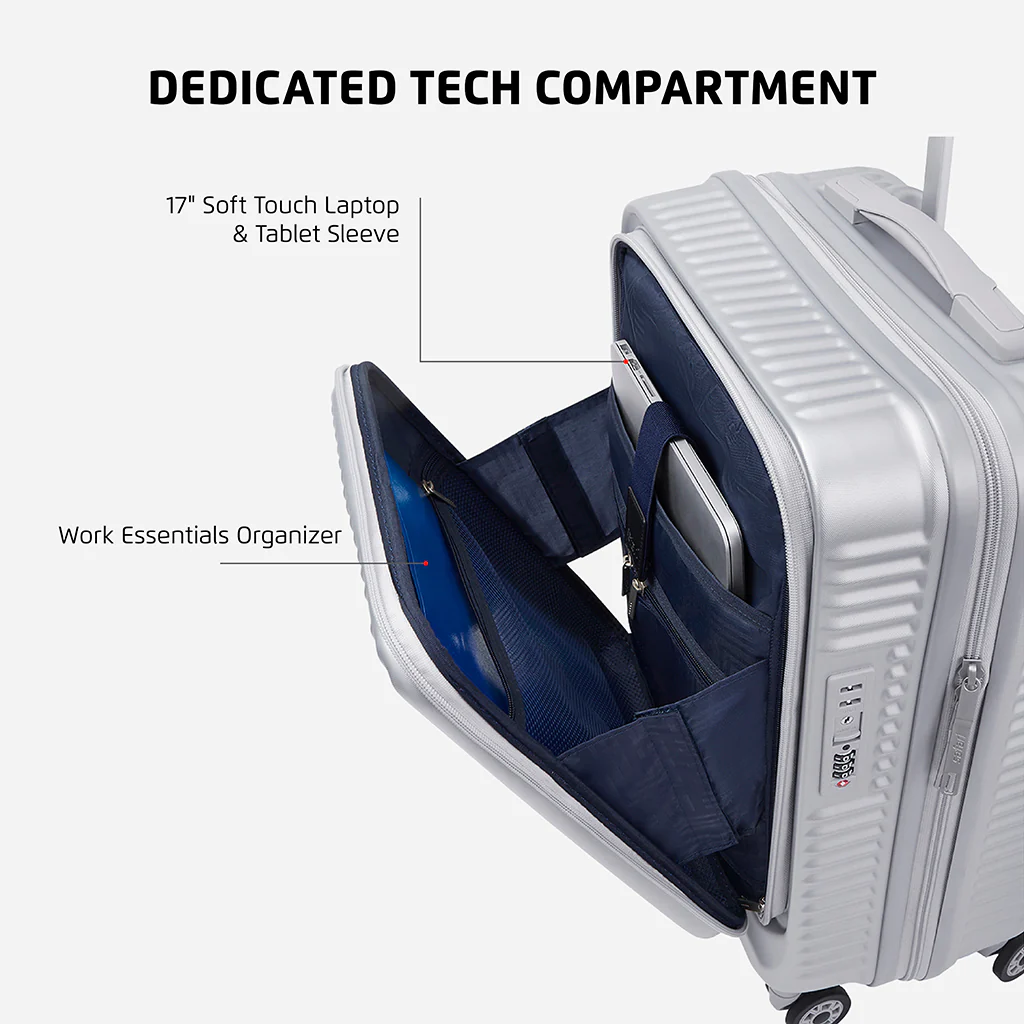 Safari Select Recoil Silver Cabin Size Trolley Bag with Laptop Compartment, TSA Lock, Dual wheels and Anti-Theft Zipper - Image 3