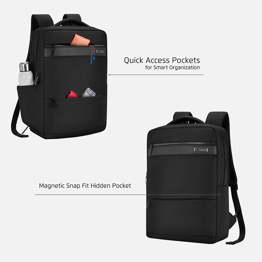 Safari Select Smart 15L Black Formal Backpack with Laptop Sleeve - Image 3