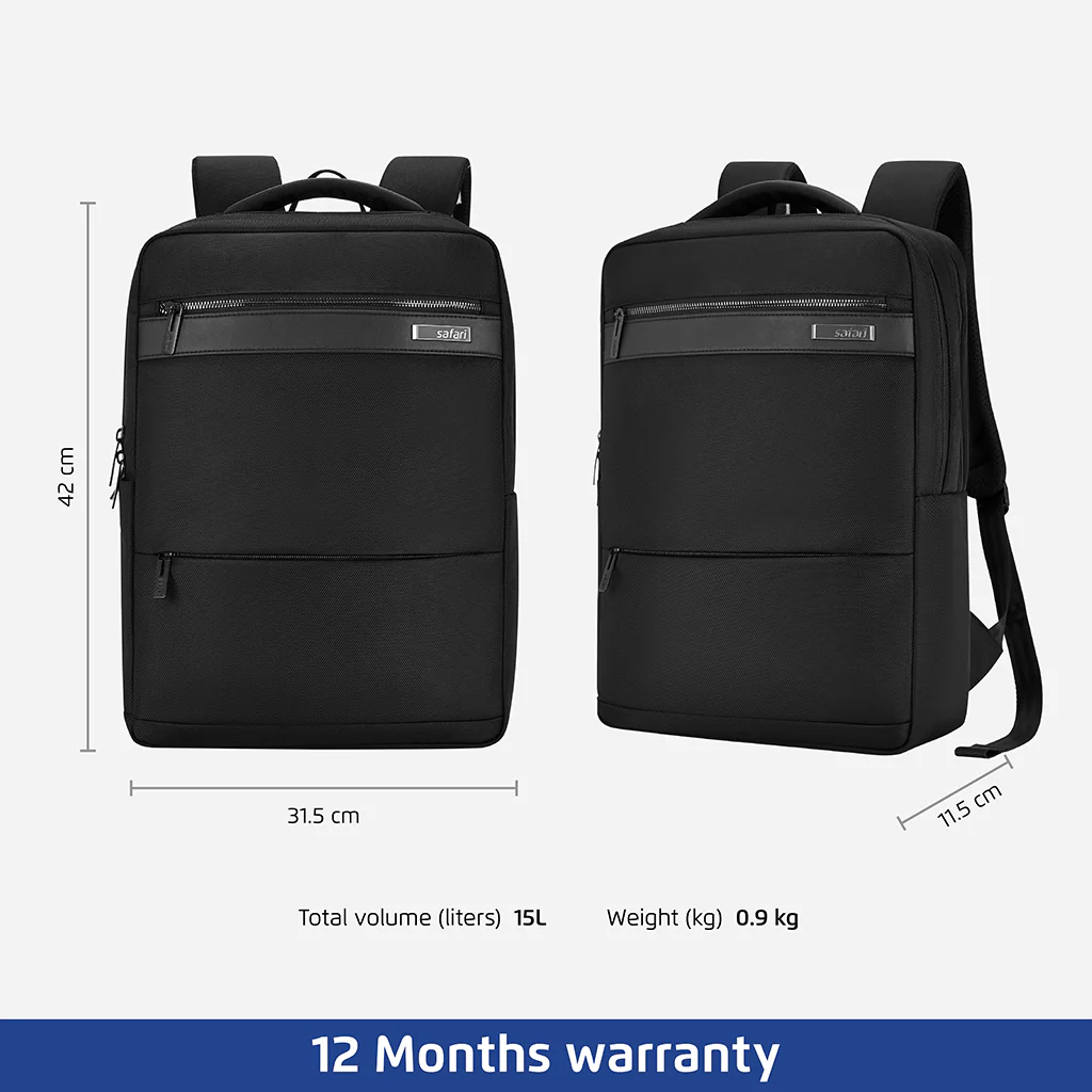 Safari Select Smart 15L Black Formal Backpack with Laptop Sleeve - Image 5