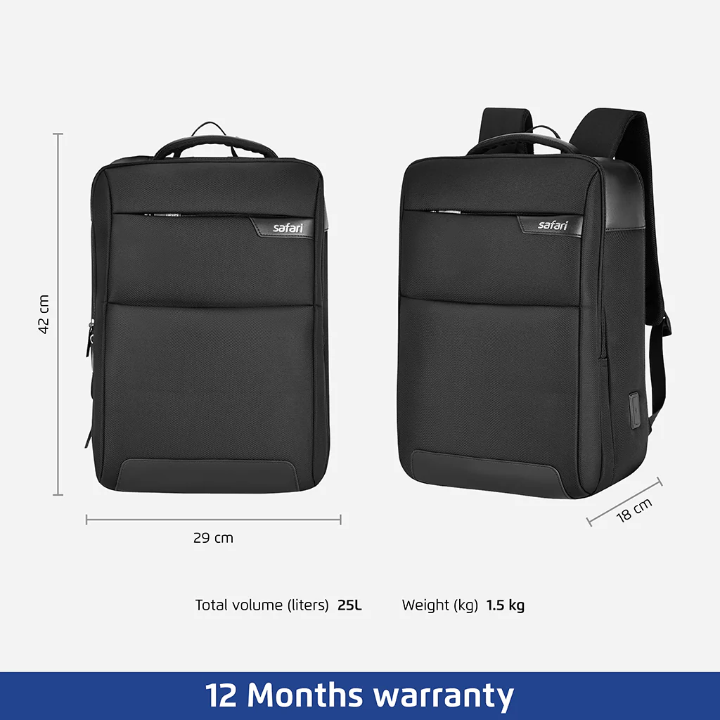 Safari Select Supreme 19L Black Formal Backpack with Laptop Sleeve - Image 6