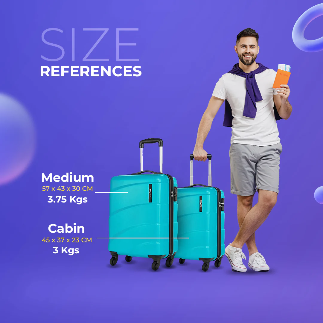 Safari Sway Set of 2 Cyan Trolley Bags with 360° Wheels - Image 10