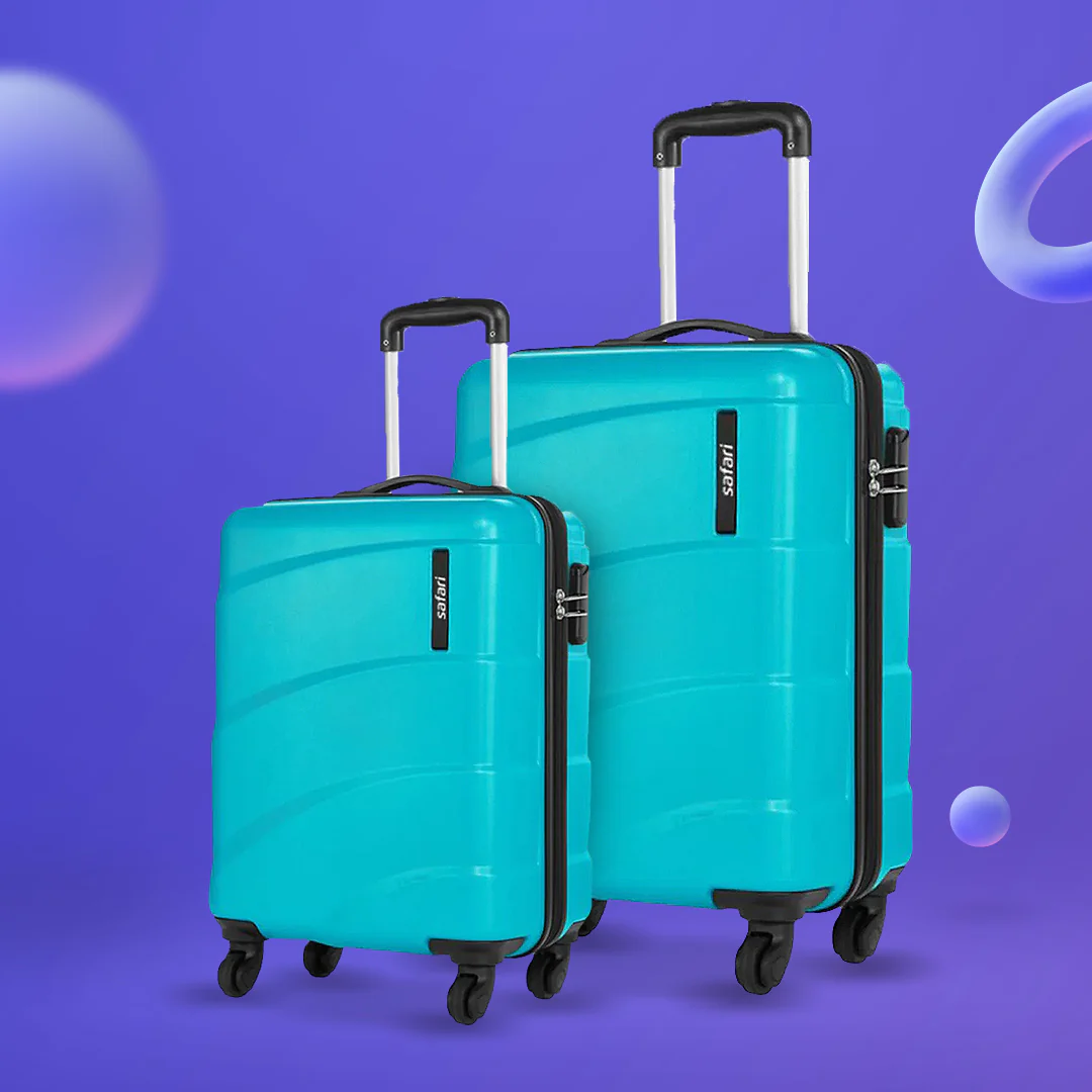Safari Sway Set of 2 Cyan Trolley Bags with 360° Wheels - Image 3