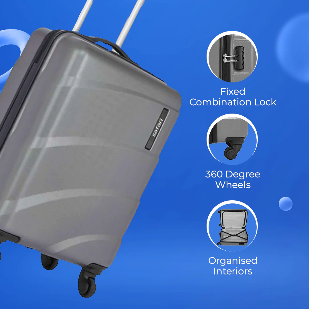 Safari Sway Set of 2 Gun Metal Trolley Bags with Organised Interiors - Image 3