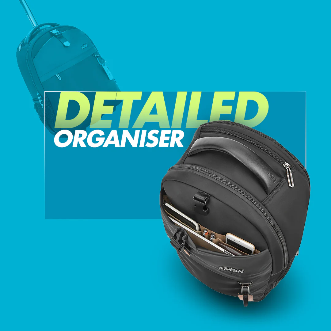 Safari Trooper 20L Black Travel Backpack with Trolley Bag - Image 4