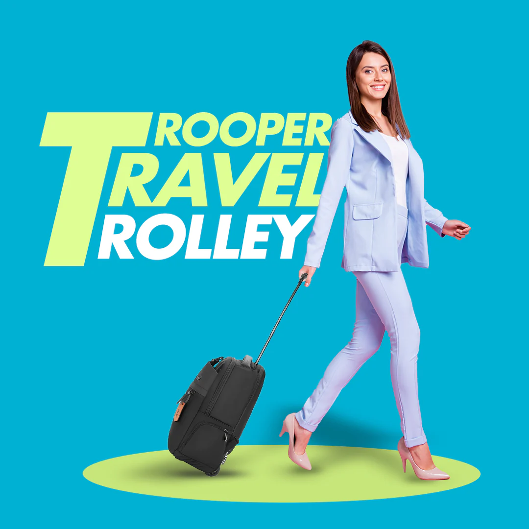 Safari Trooper 20L Black Travel Backpack with Trolley Bag - Image 7