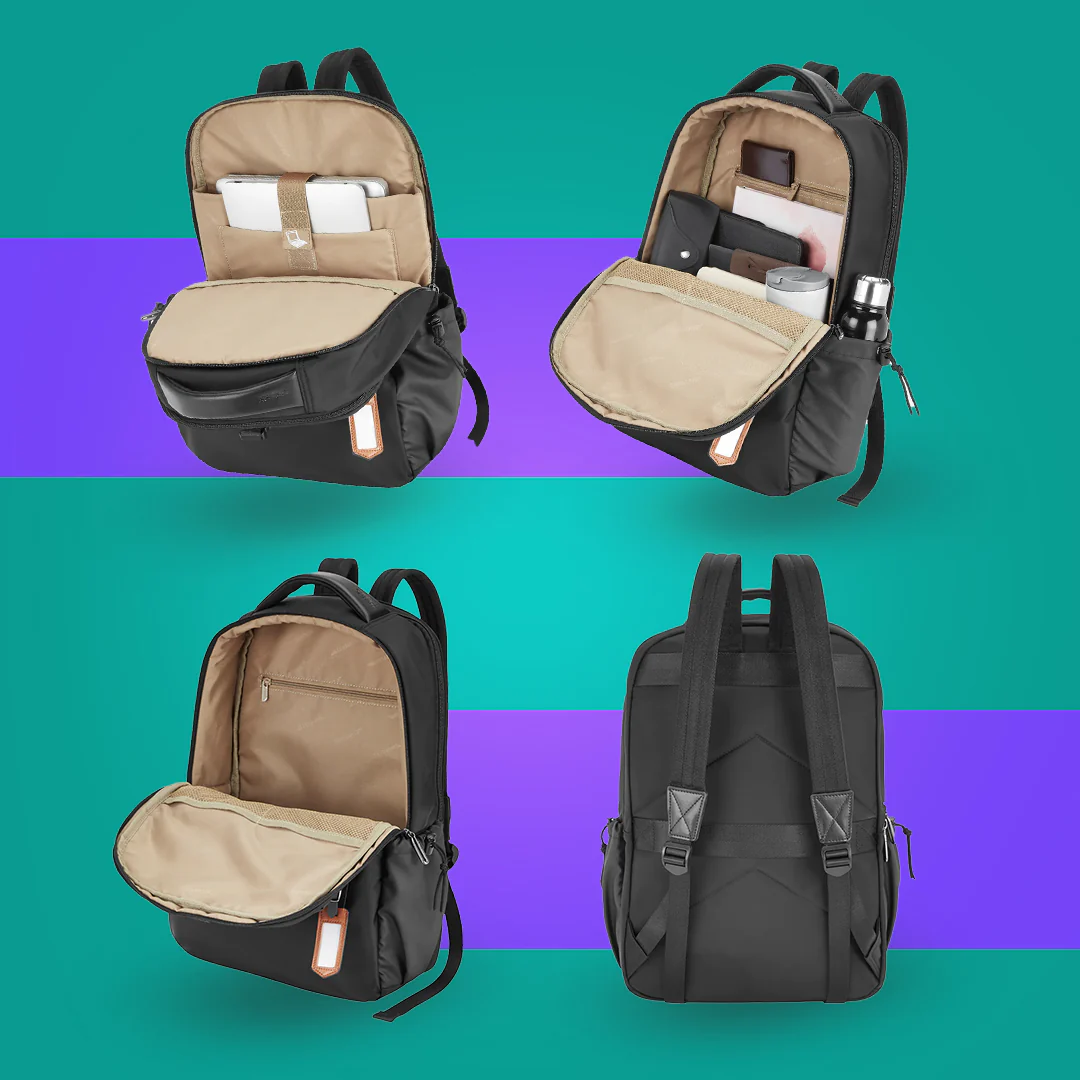 Safari Trooper 20L Black Formal Backpack with Premium Nylon Fabric, Name Tag and Trolley Sleeve - Image 4