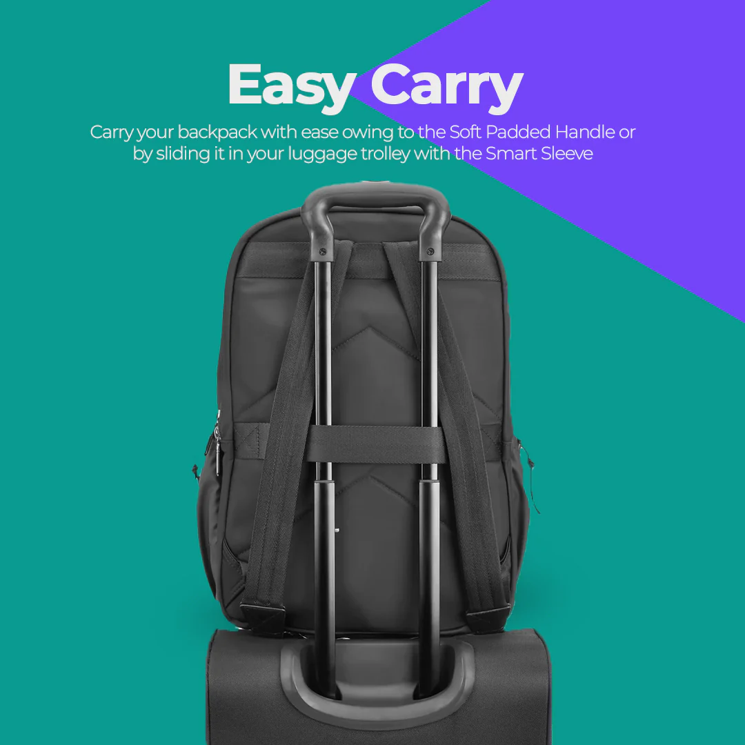 Safari Trooper 20L Black Formal Backpack with Premium Nylon Fabric, Name Tag and Trolley Sleeve - Image 6