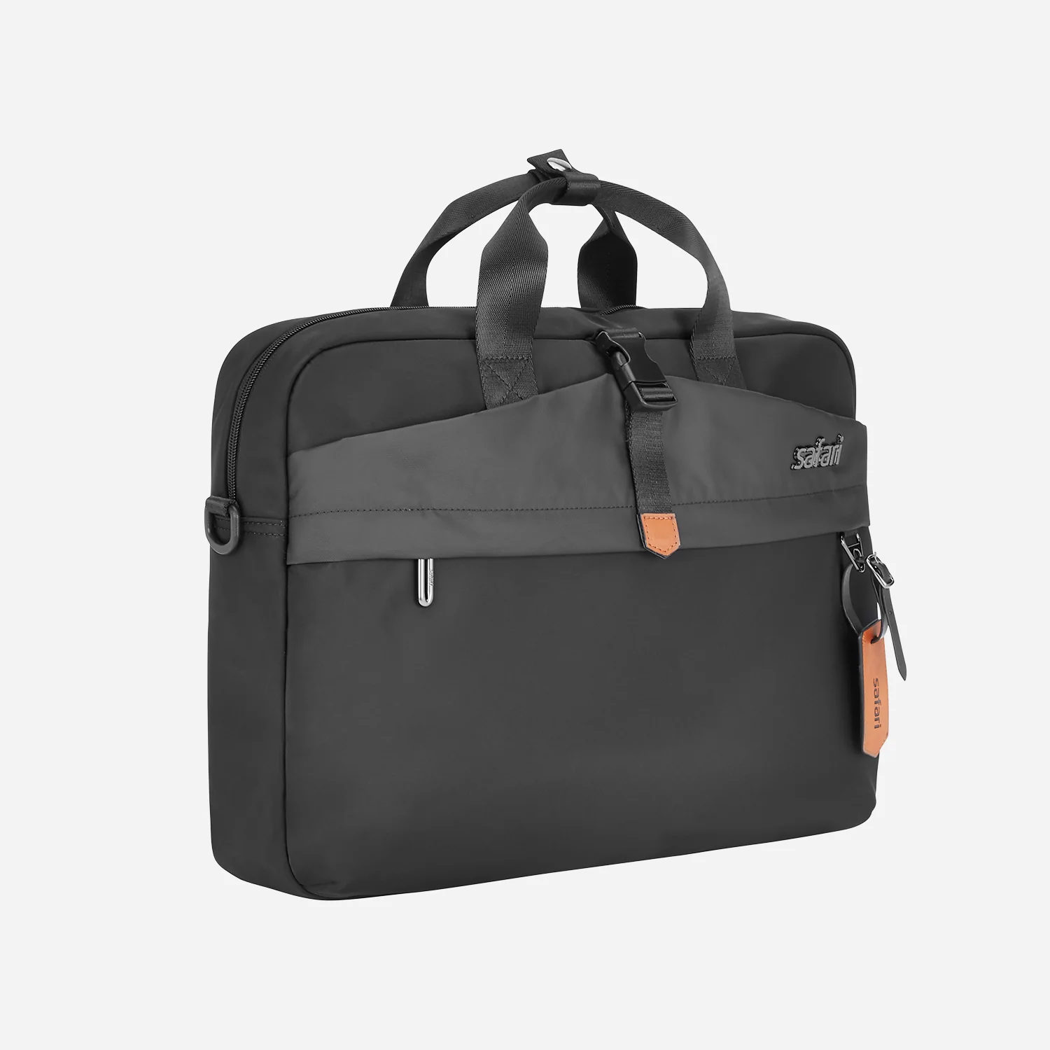 Safari Trooper Satchel Bag with Laptop Sleeve - Black - Image 10