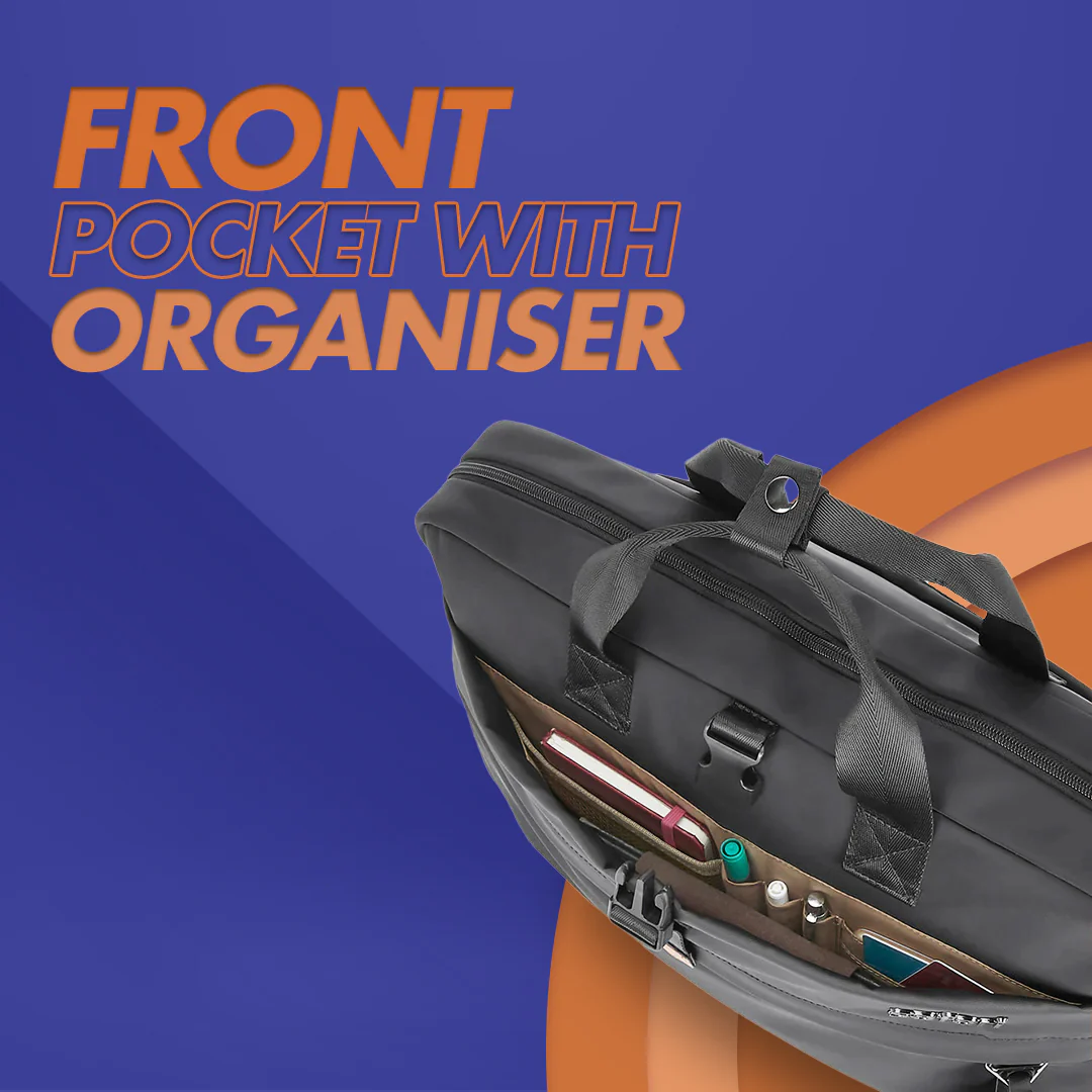 Safari Trooper Satchel Bag with Laptop Sleeve - Black - Image 3