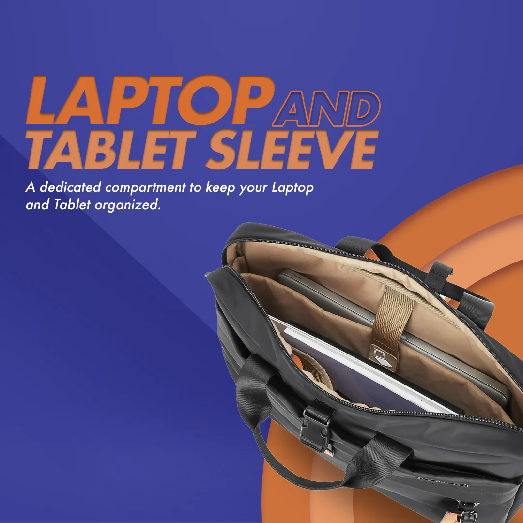 Safari Trooper Satchel Bag with Laptop Sleeve - Black - Image 4