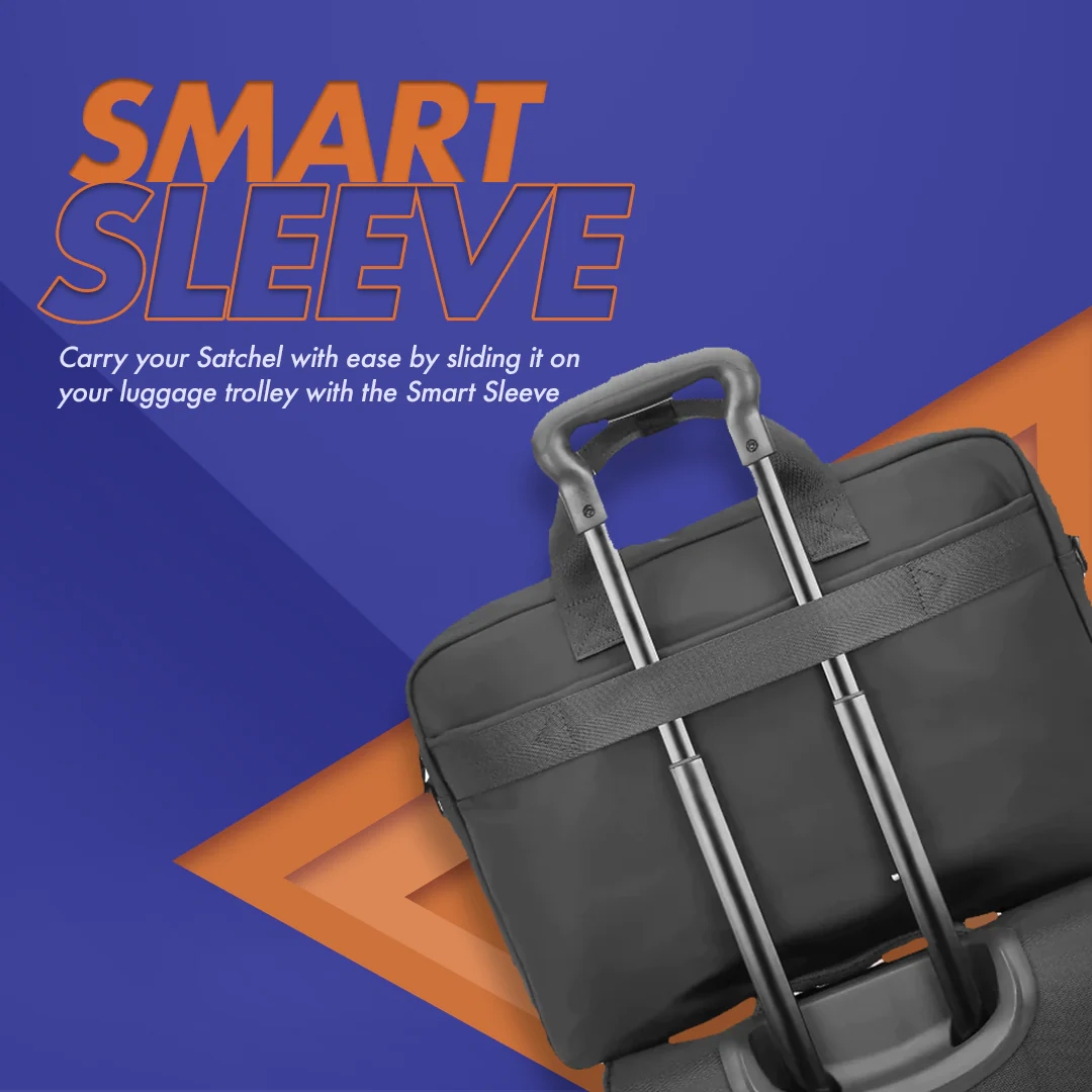 Safari Trooper Satchel Bag with Laptop Sleeve - Black - Image 5