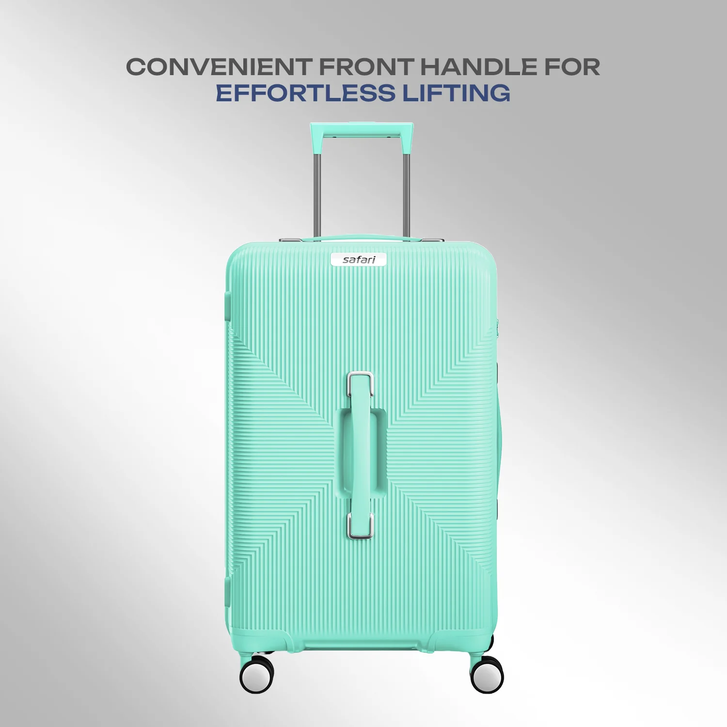 Safari Trunk Trolley Bag with Front Handle, TSA lock and Anti-Theft Zipper Cyan - Image 8