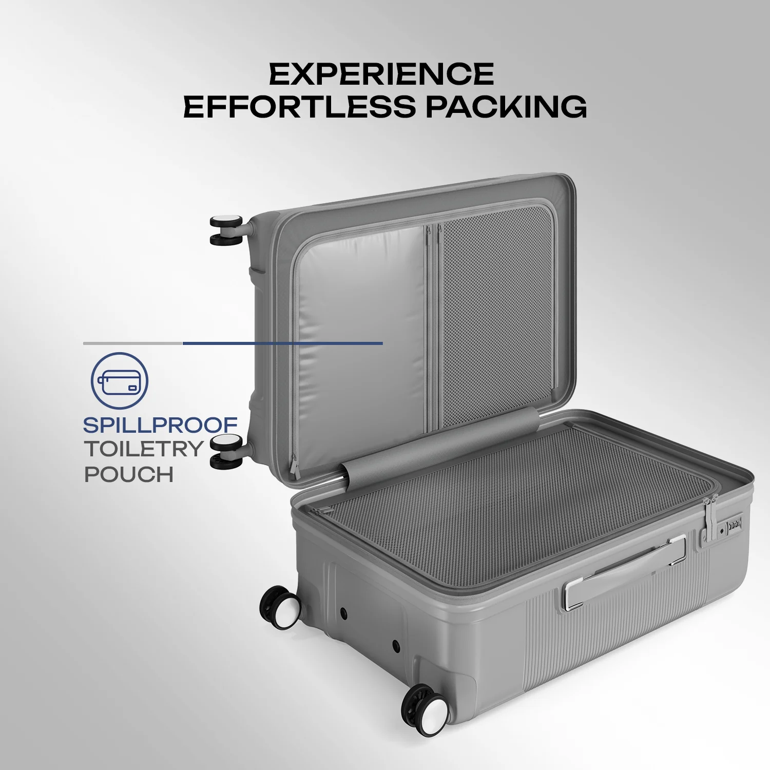 Safari Trunk Trolley Bag with Front Handle, TSA lock and Anti-Theft Zipper Gray - Image 15