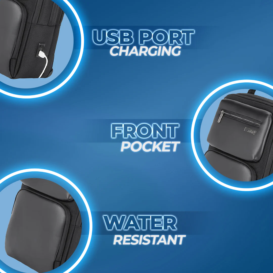 Safari Whisk 16L Black Formal Backpack with Laptop Sleeve and USB Charging port - Image 3