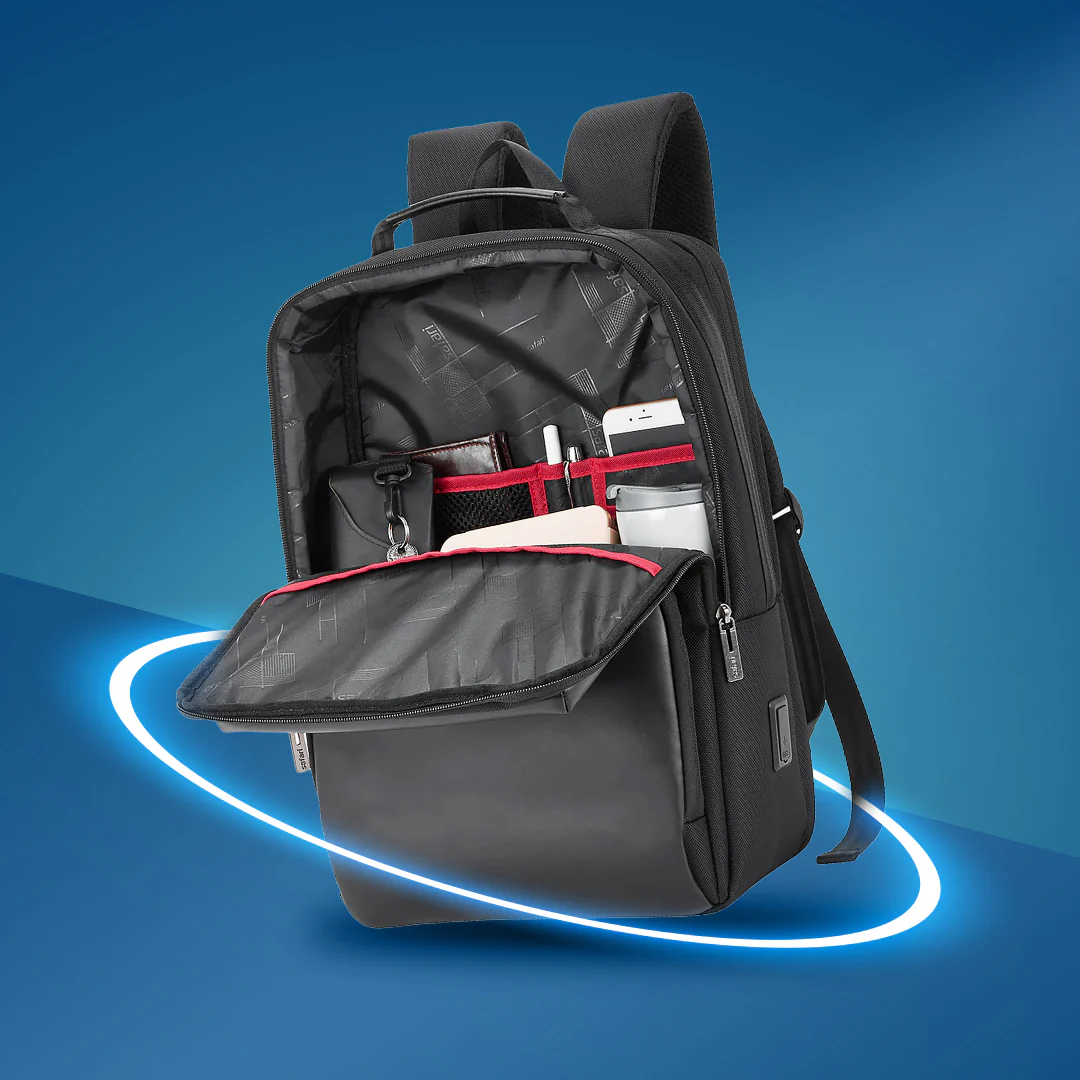 Safari Whisk 16L Black Formal Backpack with Laptop Sleeve and USB Charging port - Image 7