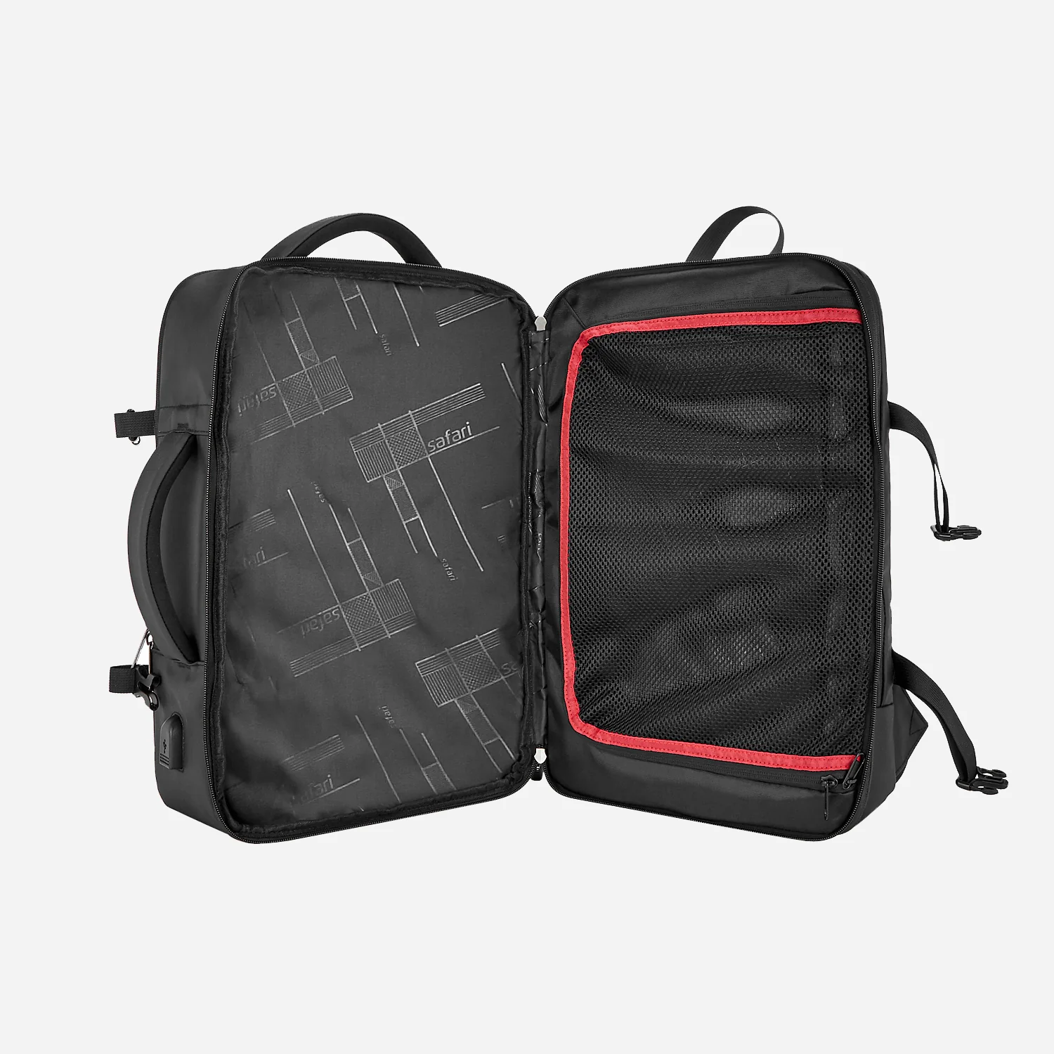 Safari Zeus 33L Black Formal Backpack Suitcase with Two Way Handle, Luggage Style Packing and Compression Straps - Image 3