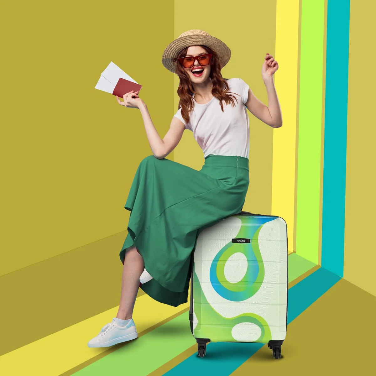 Safari Tiffany Printed Trolley Bag with 360° Wheels - Image 25