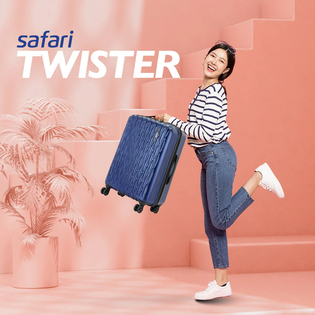 Safari Twister Set of 3 Midnight Blue Trolley Bags with Dual Wheels & Anti Theft Zipper - Image 4